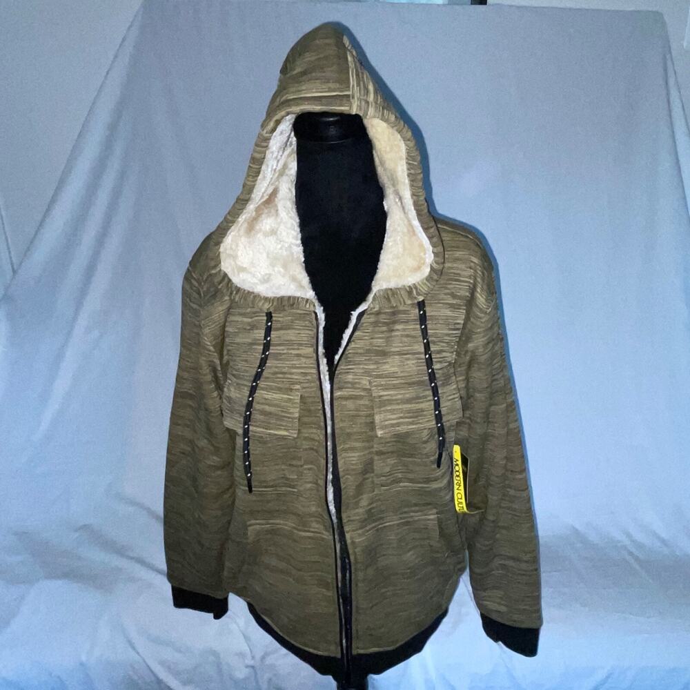 Modern Culture Men's Tan Colorblock Lined Full Zip Hoodie Sweater Size Small NWT
